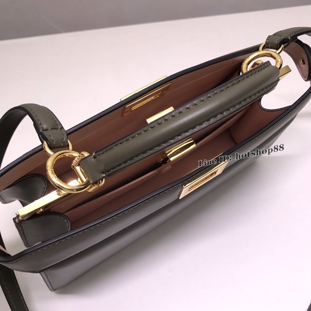 FENDI專櫃精品綠色Peekaboo包包 芬迪Iconic Peekaboo I See U水準設計手袋手提包 fdzg2727